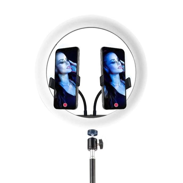 Imagem de Luminária portátil USB Ring Light 12 polegadas com tripé e 2 adaptadores para Smartphone