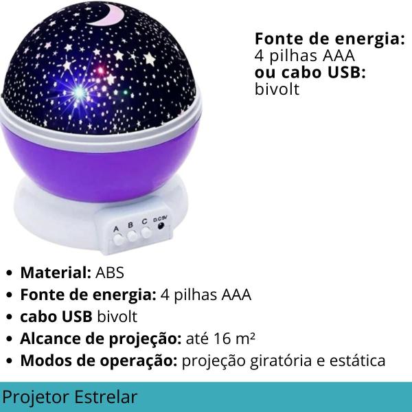 Imagem de Luminária Premium Infantil Estrelas Giratório Mesa