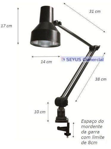 Imagem de Luminária Profissional Cúpula anti-térmica e Garra Ref. 388 Ilutec