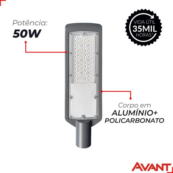 Luminaria Publica Poste 50w Branco Frio 6500K IP66 Bivolt - Avant Imagem de Luminaria Publica Poste 50w Branco Frio 6500K IP66 Bivolt