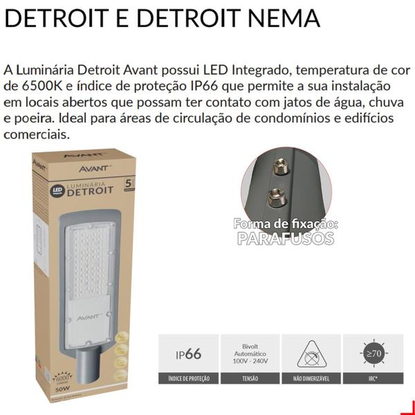 Luminaria Publica Poste 50w Branco Frio 6500K IP66 Bivolt - Avant Imagem de Luminaria Publica Poste 50w Branco Frio 6500K IP66 Bivolt