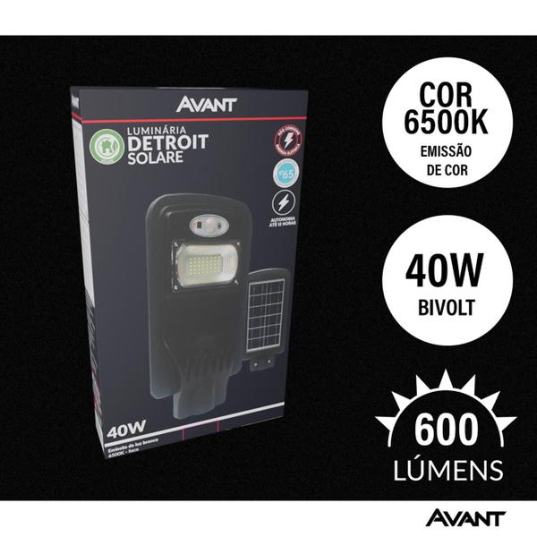 Imagem de Luminaria Publica Solar Detroit 40w Branco Frio 6500K IP65