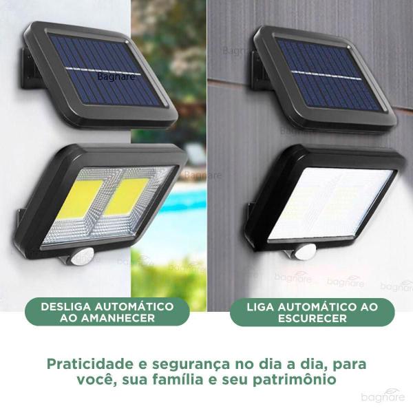 Imagem de Luminária Refletor Solar Parede 120 Cob Sensor Presença Ip65