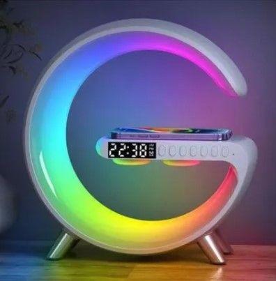 Imagem de Luminária Rgb Caixa Som G Speaker Carregador Indução 15W Relógio Cor Da Cúpula Branco Cor Da Estrutura Branco 110v/220v