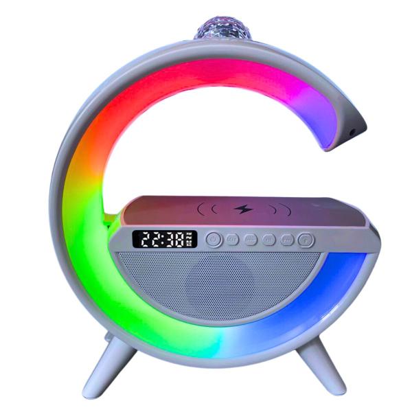 Imagem de Luminária RGB Carregador G Speaker Caixa De Som Recarregável Despertador Digital