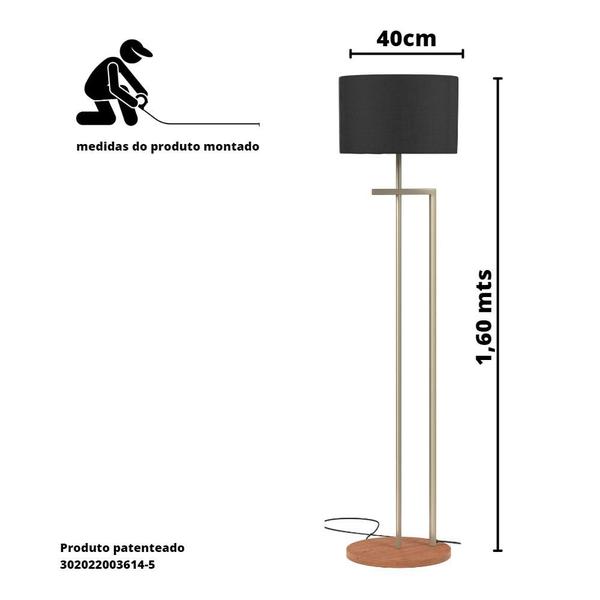 Imagem de Luminária Salone Em Pedestal Base Metal Cor da cúpula Preto