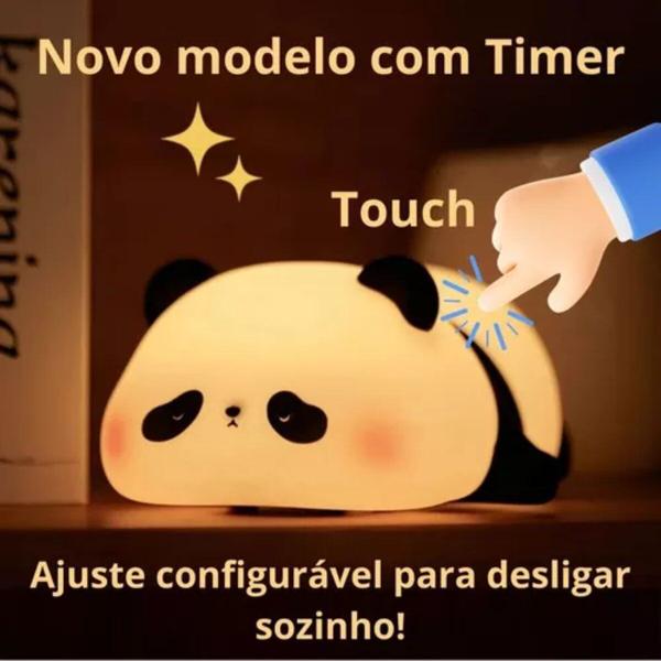 Imagem de Luminária Silicone Panda Abajur Toque Luz Noturna Led Touch