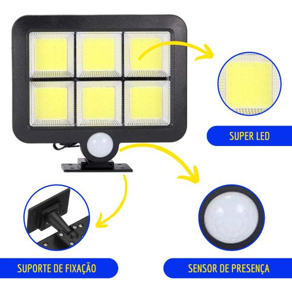 Imagem de Luminária solar 1 led iluminação externa leds holofote prova dágua lampada 