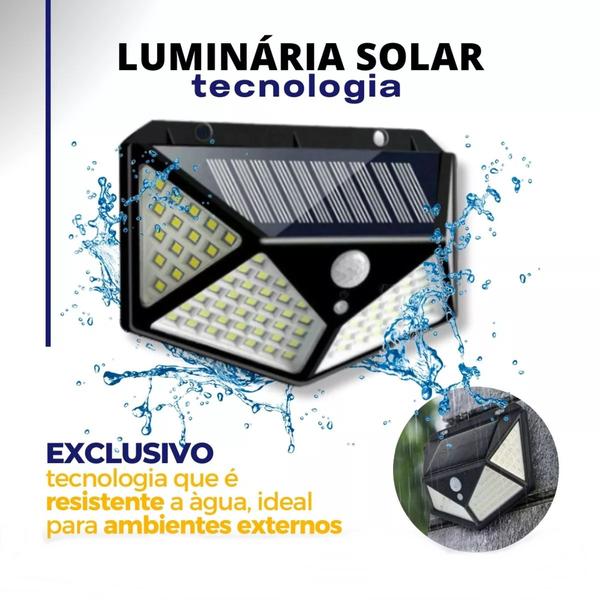 Imagem de Luminária Solar 100 Led Com Sensor de presença para Jardim, área externa  Prova Dágua arandela