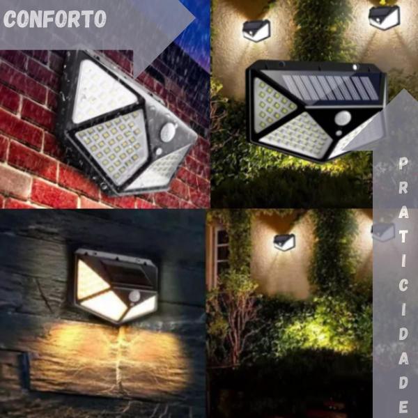 Imagem de Luminária Solar 100 Led Sensor Jardim À Prova D'Água Top Cor