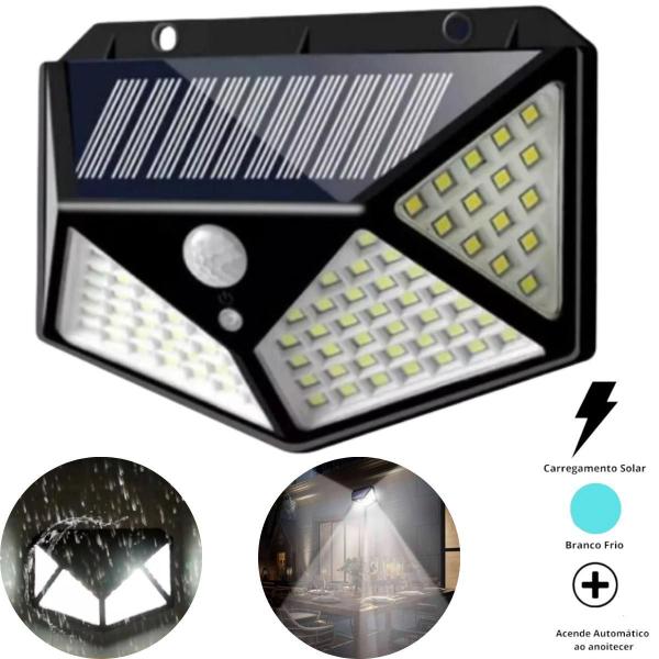Luminária Solar 100 Led Sensor Presença Parede Externa - AL Imagem de Luminária Solar 100 Led Sensor Presença Parede Externa