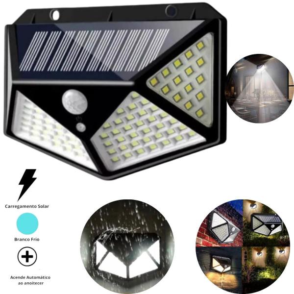 Luminária Solar 100 Led Sensor Presença Parede Externa - AL Imagem de Luminária Solar 100 Led Sensor Presença Parede Externa