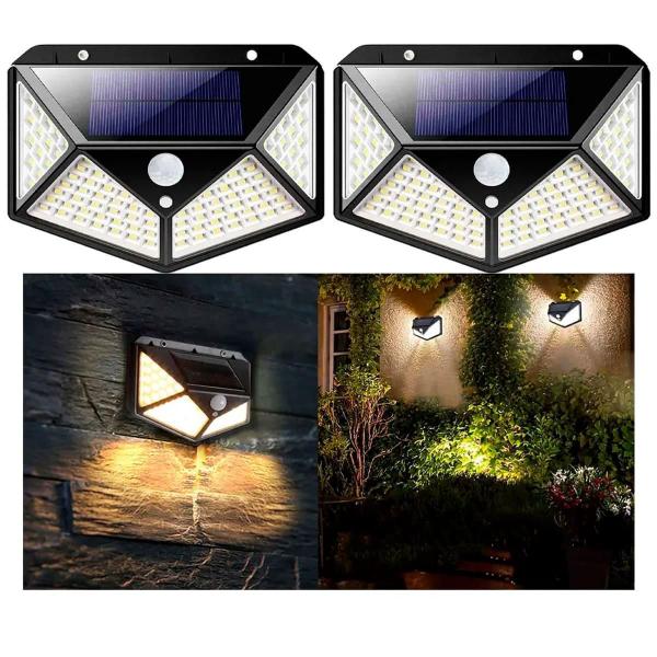 Imagem de Luminaria Solar 100 Leds Com Sensor Jardim Prova D'Água