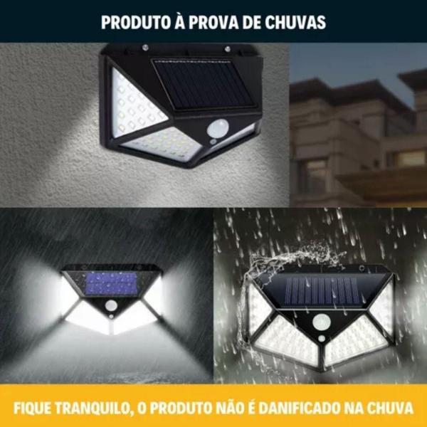 Luminária Solar 100 Leds Preto Para Parede Externa - Black Watch Imagem de Luminária Solar 100 Leds Preto Para Parede Externa