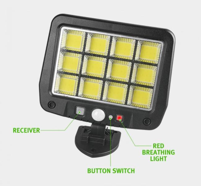 Imagem de Luminária Solar 120 Cob Sensor Presença 3 Funções C/Controle