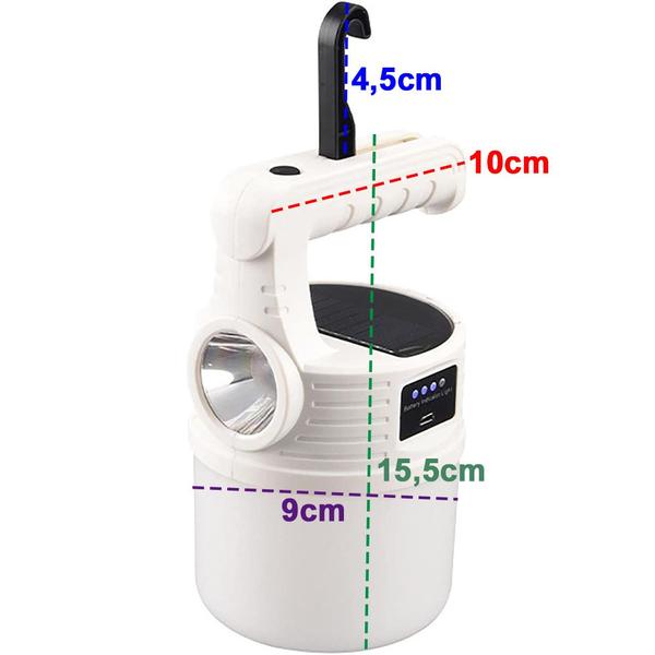 Imagem de Luminaria Solar 2 Em 1 Duplo Led Lanterna Portatil Camping A prova De Agua Iluminaçao Externa Luz Noturna SOS Segurança Emergencia Barraca Acampamento