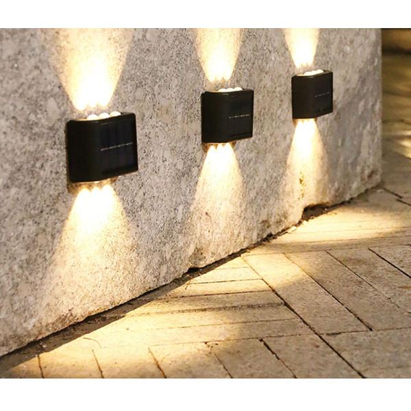 Imagem de Luminaria Solar Arandela Led Spot Kit 2 Uni Parede Caminho Rua Casa Garagem Jardim Quintal Balizador Iluminaçao Segurança