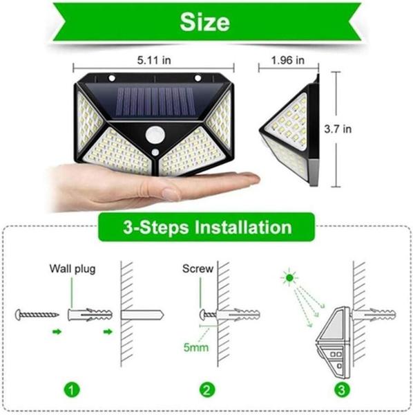 Imagem de Luminária Solar Arandela Parede Sensor Presença Luz Led