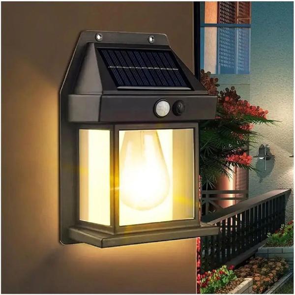 Imagem de Luminaria Solar Com Movimento Sensor Luz De Parede Lâmpada LED, 3 Modos De Iluminação, Energia Solar À Prova D'água