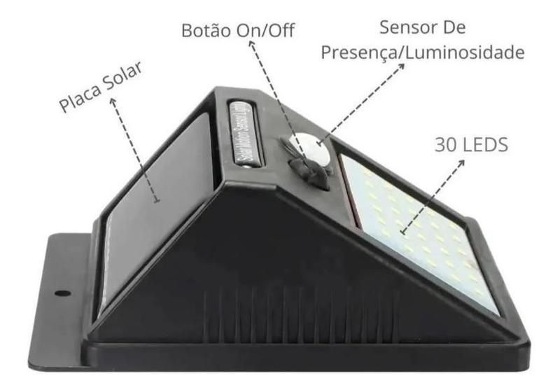 Imagem de Luminária Solar com Sensor de Presença Automático 30 LED