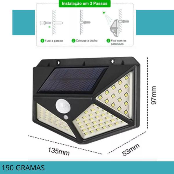 Imagem de Luminária Solar De Parede 100 Leds Original Com Sensor