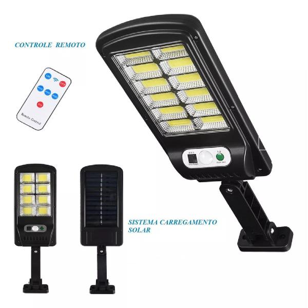 Imagem de Luminária Solar de Poste 150W Refletor com Sensor de Presença Led Forte Energia Solar Para Jardim