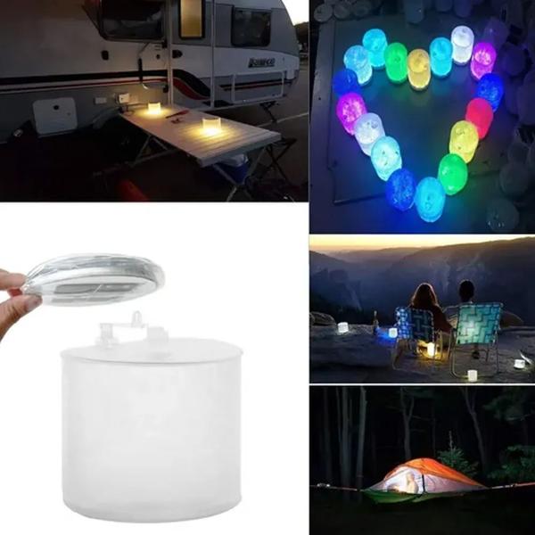 Imagem de Luminária Solar Dobrável Portátil Camp Pesca Piscina Inflável Prova D'Água Flutuante LED Colorido