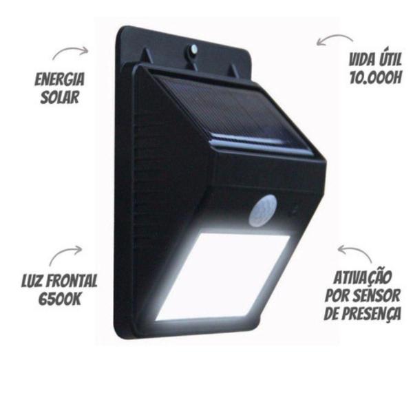 Imagem de Luminária Solar Externa 30 Led Com Sensor De Presença 6W