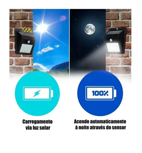 Imagem de Luminária Solar Externa Led Parede Jardim Kit C/10 Unidades