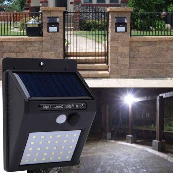 Luminaria Solar Jardim Parede 30 Led Sensor Movimento Gt512 - Lorben Imagem de Luminaria Solar Jardim Parede 30 Led Sensor Movimento Gt512