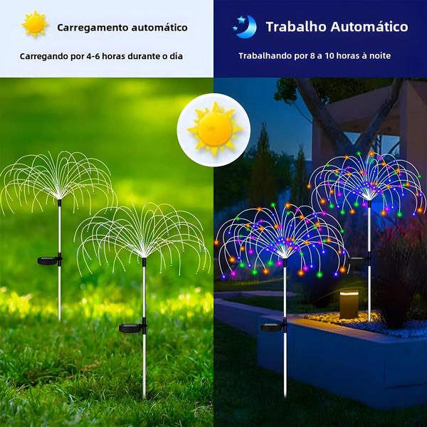 Imagem de Luminária Solar LED Impermeável para Exteriores - Decoração para Jardim, Gramado e Caminhos