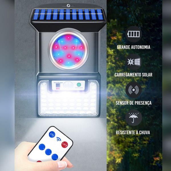 Luminaria Solar Led Sensor de proximidade Controle 4 modos Balizador Spot Refletor Alta Potencia Jardins Garagem Estacionamento Luz Externas Areas Pat - Ralos e Toneiras Imagem de Luminaria Solar Led Sensor de proximidade Controle 4 modos Balizador Spot Refletor Alta Potencia Jardins Garagem Estacionamento Luz Externas Areas Pat