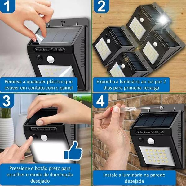 Imagem de Luminaria Solar Luz Led Com Sensor De Presença Automático