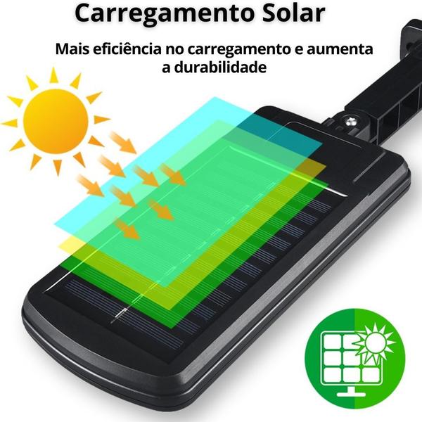 Imagem de Luminária Solar Luz Led Noturna Poste Com Sensor de Movimento Para Garagem Portão Jardim