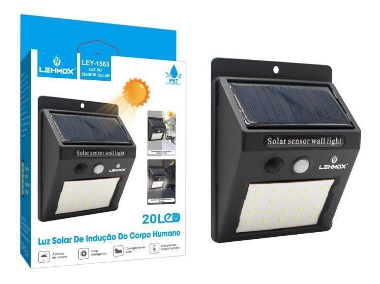 Imagem de Luminária Solar Para Jardim Led Sensor De Presença Lehmox