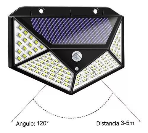 Imagem de Luminária Solar Parede 100 Led Sensor Presença 3 Funções Cor Preto