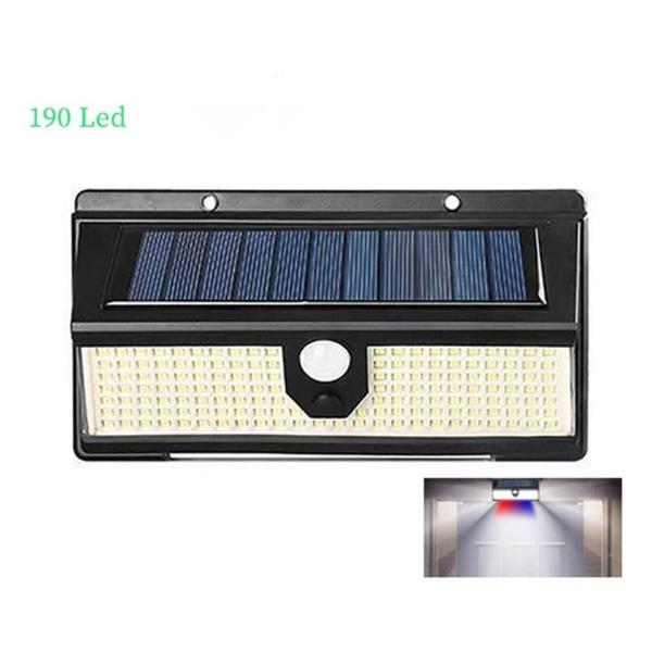 Imagem de Luminária Solar Parede 190 Led Rwb Sensor Presença 4 Funçõeativação do strobo giroflex azul e vermelho