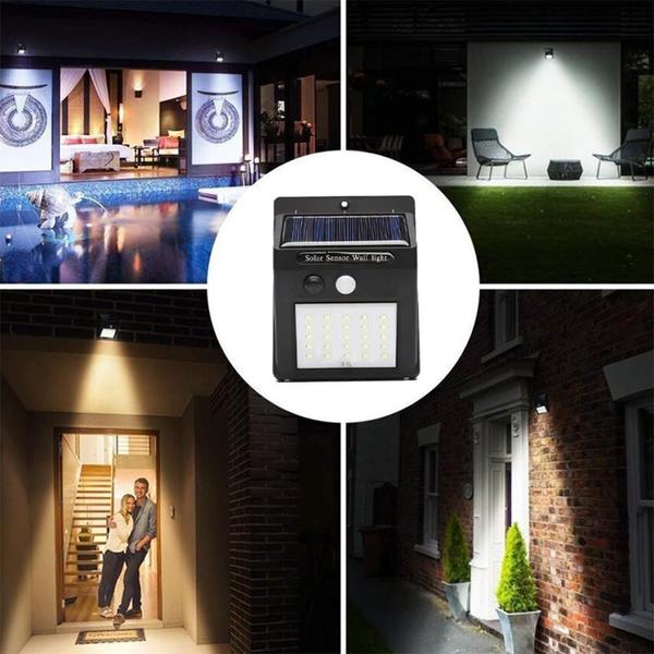 Luminaria Solar Parede 25 Leds 3 Unidades Externa - Economia Solar Imagem de Luminaria Solar Parede 25 Leds 3 Unidades Externa