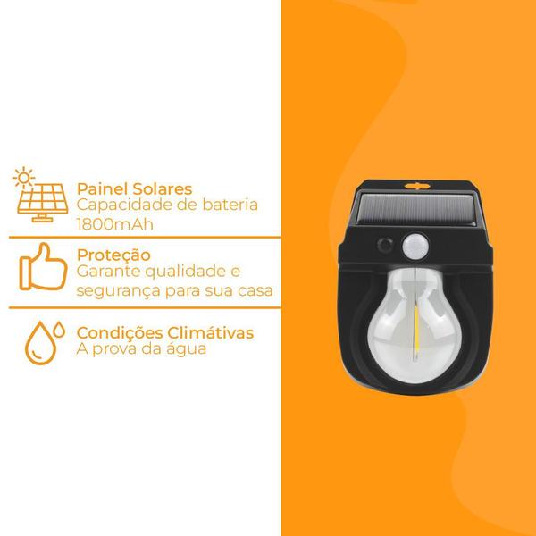 Luminária Solar Parede Sensor de Movimento Prova D'água - Luminária Solar Parede Sensor Presença Imagem de Luminária Solar Parede Sensor de Movimento Prova D'água