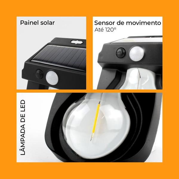 Luminária Solar Parede Sensor de Movimento Prova D'água - Luminária Solar Parede Sensor Presença Imagem de Luminária Solar Parede Sensor de Movimento Prova D'água