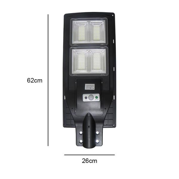 Imagem de Luminaria Solar Poste LED 200W Sensor Proximidade Controle Rua Quintal Jardim Iluminaçao Kit 4 Unidades