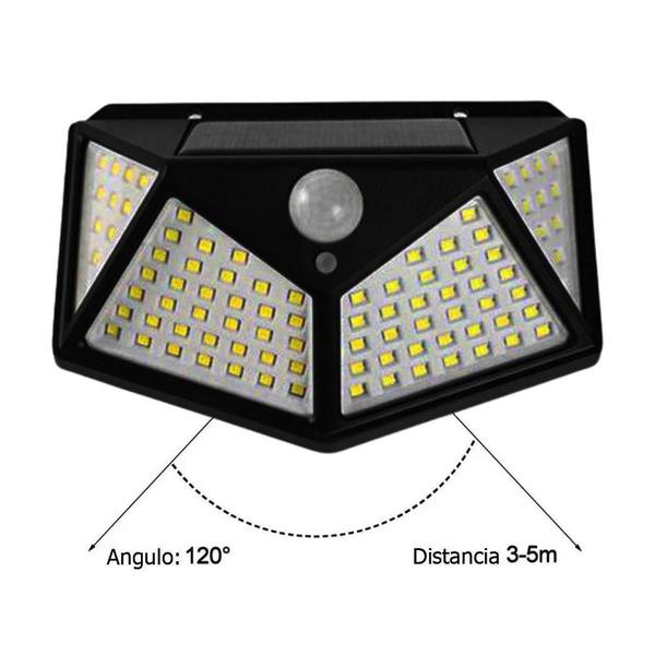 Imagem de Luminária Solar Sensor Movimento 100 Leds Refletor