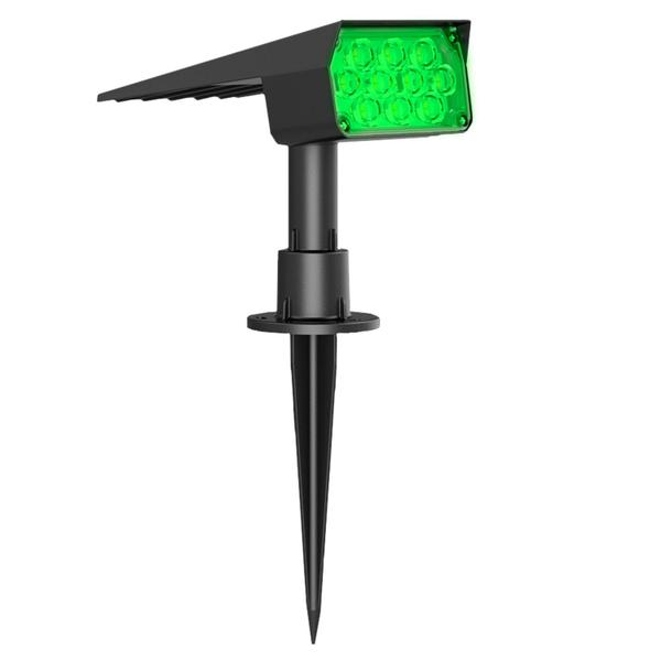 Imagem de Luminária Solar Spot 200 Lúmens Espeto de Jardim Externo Refletor LED Dual Color Verde + Branco Quente 3000K Potente