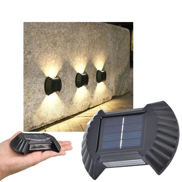 Imagem de Luminaria Solar Spot Balizador Arandela de Parede Resistente Enfeite Luz Rua Escada Quintal Jardim Garagem Casa Decoraçao Led