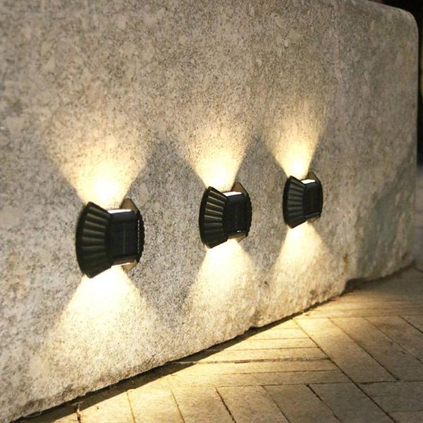 Imagem de Luminaria Solar Spot Balizador Arandela de Parede Resistente Enfeite Luz Rua Escada Quintal Jardim Garagem Casa Decoraçao Led