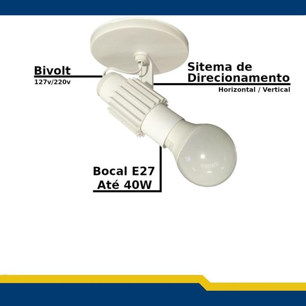 Imagem de Luminaria Spot Aletado Branco Kit 5 Unidades 40W Bivolt Teto Parede Cozinha Quarto