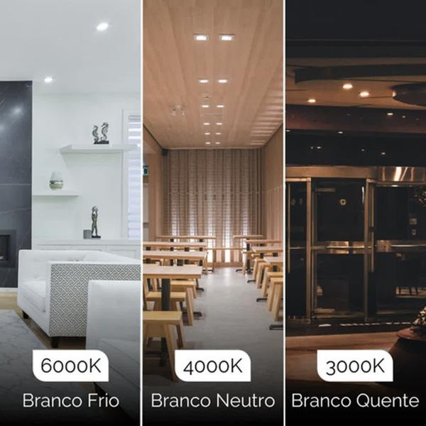 Imagem de Luminária Spot Led 5w Branco Frio Quadrado Embutir Direcionável Bivolt 110/220 Forro Pvc Gesso Sala Quarto Cozinha Corre