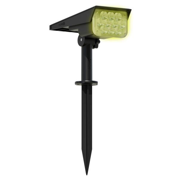 Imagem de Luminária Spot Solar Espeto de Jardim Potente 12h Refletor Luz Amarela Branco Quente 3000K LED 1 Ano Garantia PopSpot