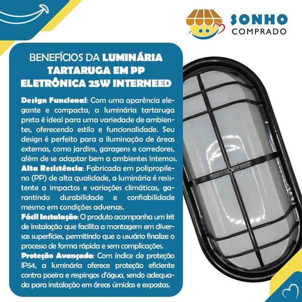 Imagem de Luminária tartaruga em PP eletrônica preta 25W 067870 InterNEED