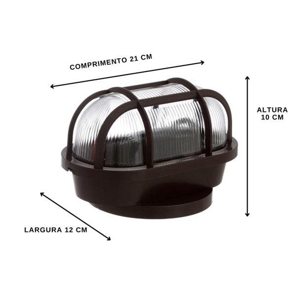 Imagem de Luminária Tartaruga Oval 60w Bivolt Parede 20cm Com Grade